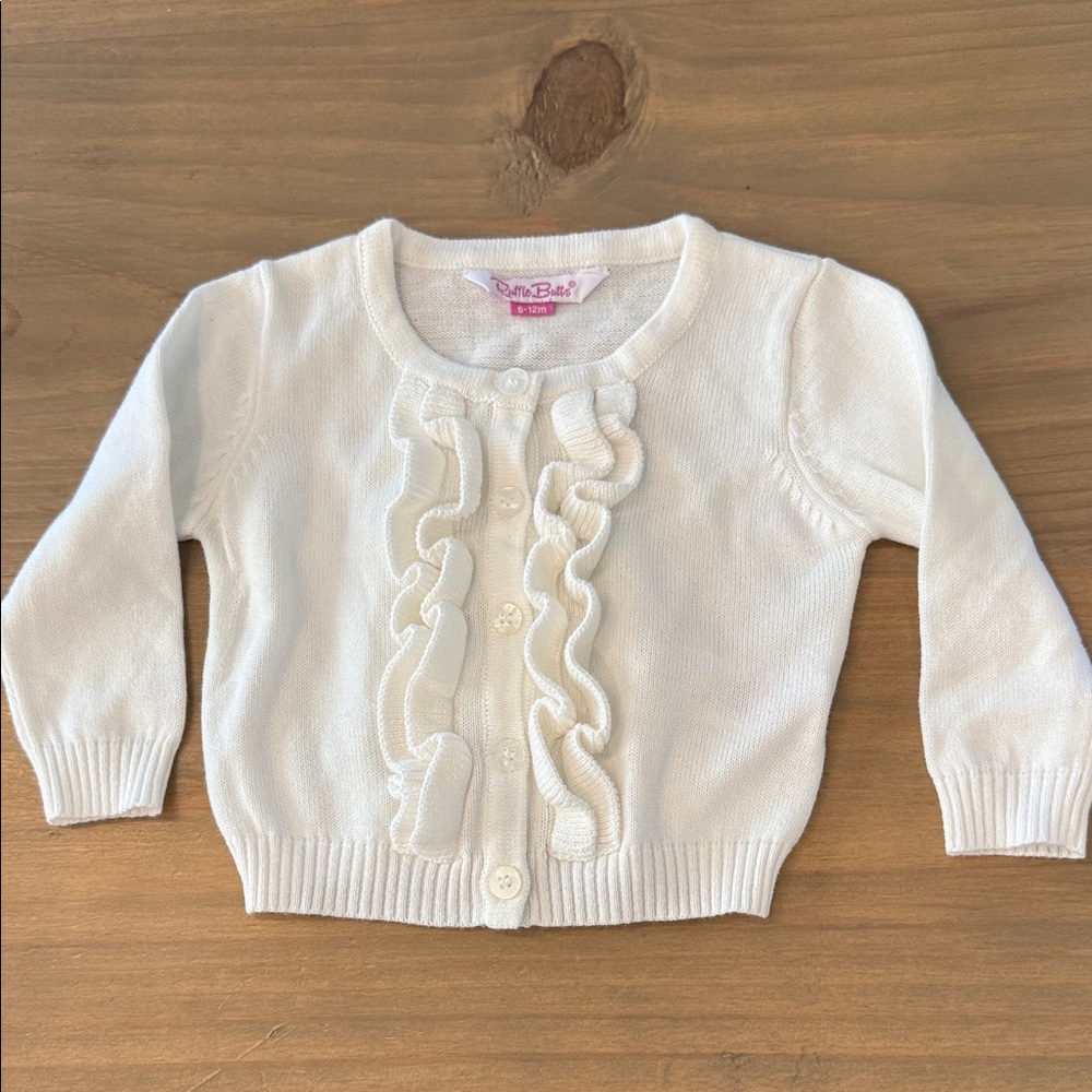 Ruffle butt sweater cardigan 6-12m off white